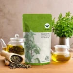 Tulsi Green Tea blend with green tea leaves and holy basil (Tulsi) herbs