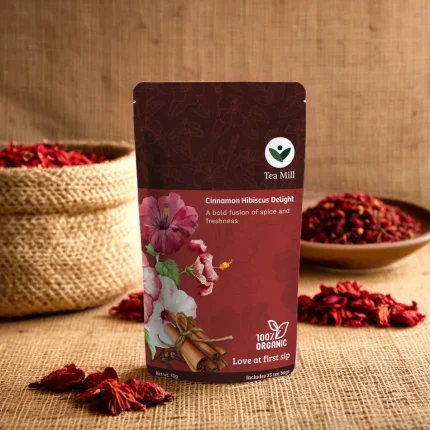 Cinnamon Hibiscus Delight – Floral & Spiced Herbal Blend | Tea Mill