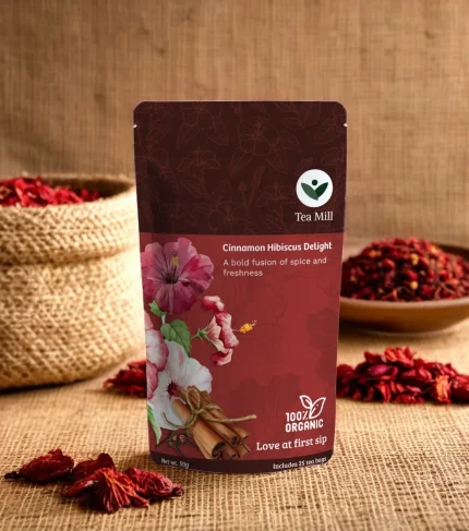 Cinnamon Hibiscus Delight – Floral & Spiced Herbal Blend | Tea Mill