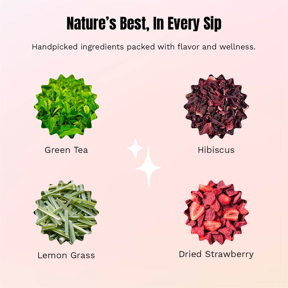 Strawberry Herb Bliss – Fruity Green Tea with Hibiscus & Lemongrass - Image 5