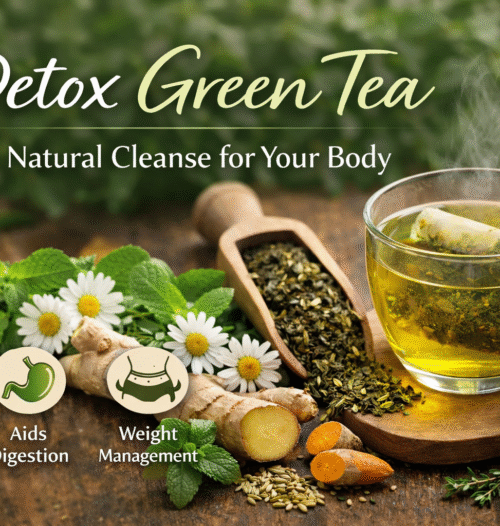 Detox green tea with herbs for natural body cleanse
